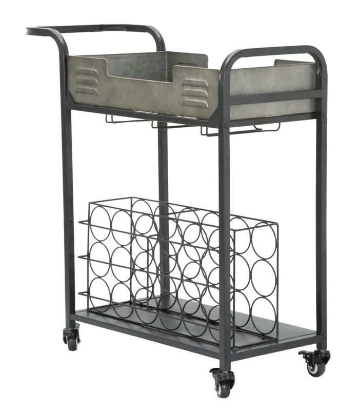 Carrello Industry Plus 81,5x35x86 cm in Ferro Nero e Grigio