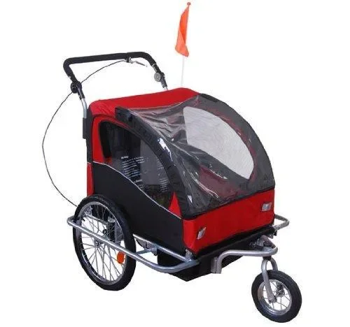 Carrello per Bici e Passeggino 2 in 1 Rosso e Nero