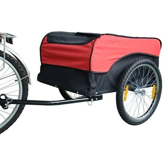 Carrello per Bici Rimorchio per Bicicletta Rosso e Nero - immagine 2