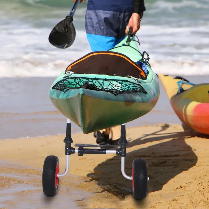 Carrello per Kayak Canoa 2 Ruote Regolabile in Alluminio 60×50 cm - immagine 2