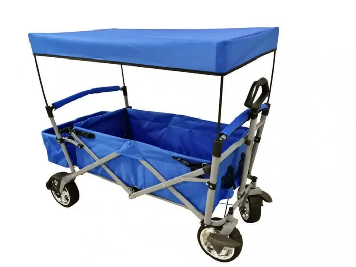Carrello Pieghevole con Tettuccio Baja 61x125x99 h cm in Acciaio Blu