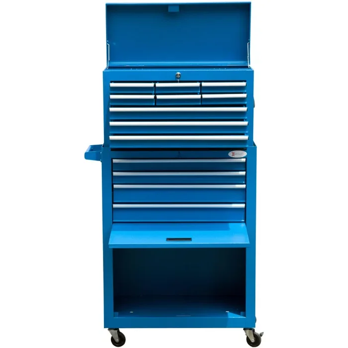 Carrello Porta Attrezzi da Officina con Cassetta Rimovibile Blu 61.6x33x118 cm