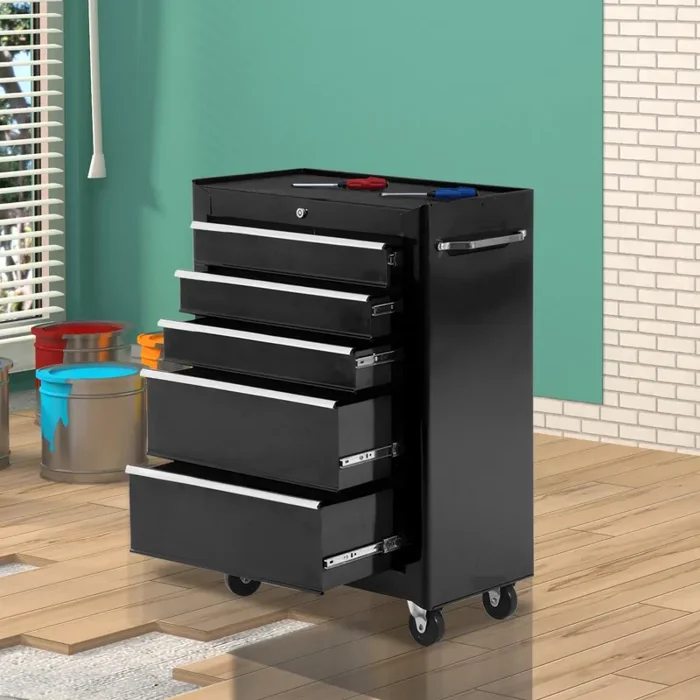 Carrello Porta Utensili con Cassettiera da Officina Nero 61.5x33x85 cm Vendita calda online - immagine 2