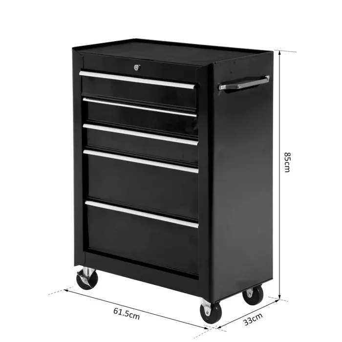 Carrello Porta Utensili con Cassettiera da Officina Nero 61.5x33x85 cm Vendita calda online - immagine 3