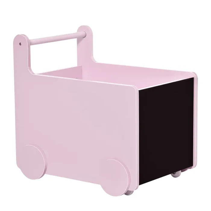 Carrello Portagiochi con Lavagne 47x35x45,5 cm in Legno MDF Rosa