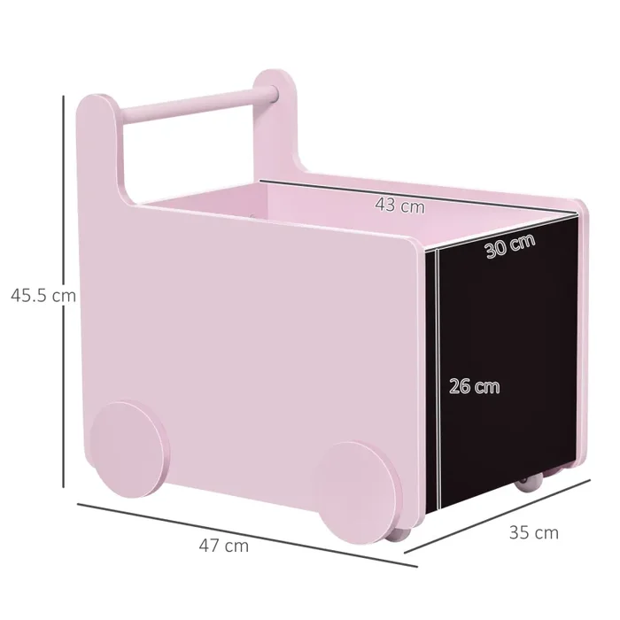 Carrello Portagiochi con Lavagne 47x35x45,5 cm in Legno MDF Rosa - immagine 3
