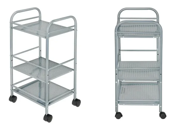 Carrello Portaoggetti da Cucina 40x35x75 cm 3 Livelli con Ruote Grigio - immagine 2