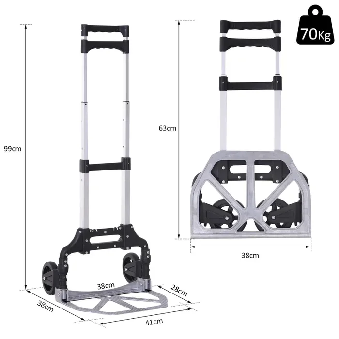 Carrello Portapacchi Pieghevole Max 70kg in Alluminio - immagine 3