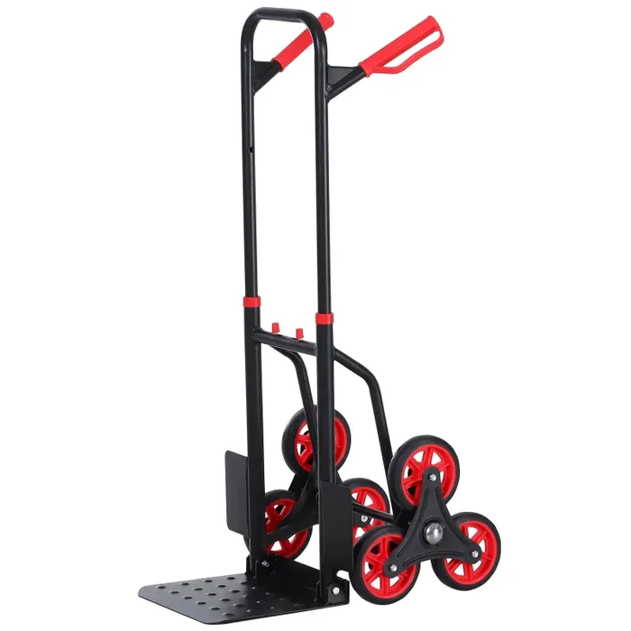 Carrello Portapacchi Pieghevole per Scale 150 Kg in Metallo Nero e Rosso Vendita calda