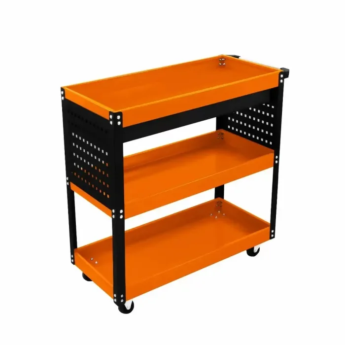 Carrello Portautensili per Officine 3 Ripiani 81,4x79x36,4 cm in Acciaio Arancione Vendita online