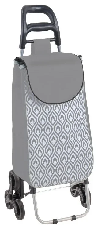 Carrello Trolley Pieghevole per la Spesa 6 Ruote per Scale in Acciaio Sofia Grigio
