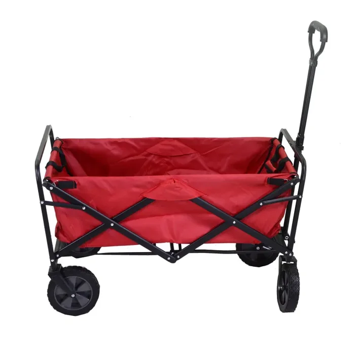 Carretto Carrello Pieghevole da Giardinaggio 89x48x59 cm in Metallo e Tessuto Rosso Sconti - immagine 2