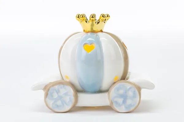 CARROZZA LED PORCELLANA CELESTE 12.5X7X10