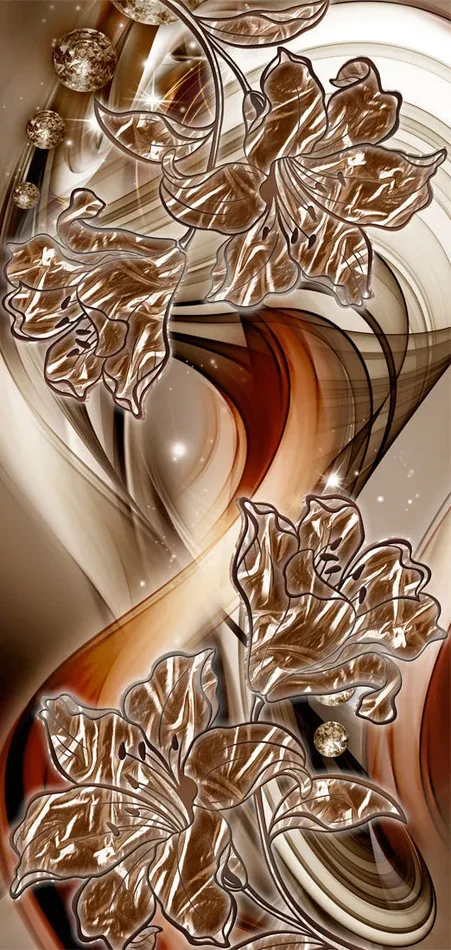 Carta Da Parati Fotomurale Per Porta – Abstraction And Flowers I 80x210cm Erroi Vendita online - immagine 2