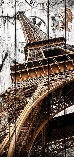 Carta Da Parati Fotomurale Per Porta – Eiffel Tower On Wood I 90x210cm Erroi - immagine 2