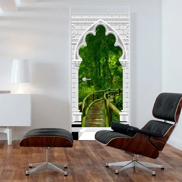 Carta Da Parati Fotomurale Per Porta – Gothic Arch And Jungle I 100x210cm Erroi