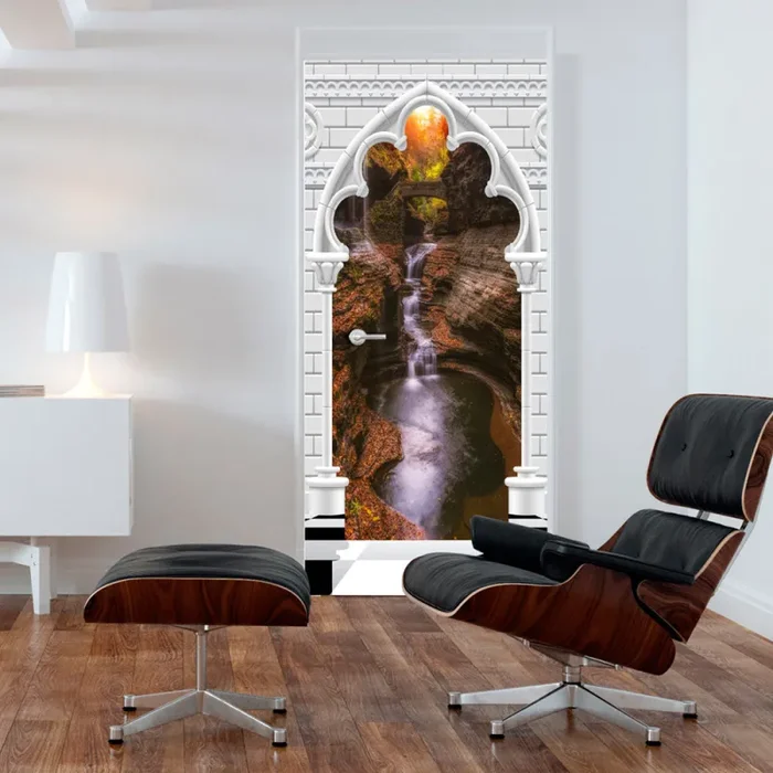 Carta Da Parati Fotomurale Per Porta – Gothic Arch And Waterfall V 70x210cm Erroi