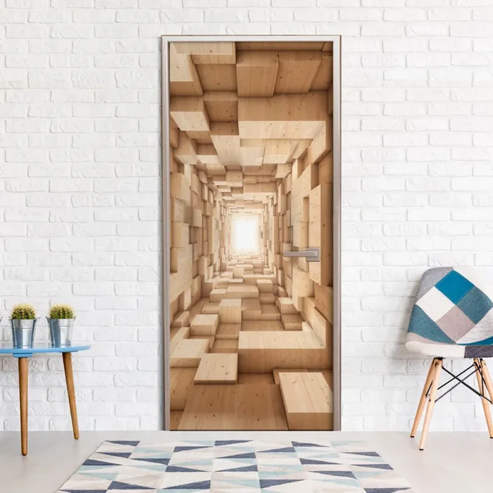 Carta Da Parati Fotomurale Per Porta – Wooden Tunnel 90x210cm Erroi