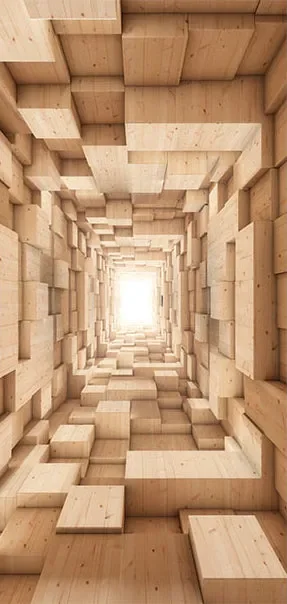 Carta Da Parati Fotomurale Per Porta – Wooden Tunnel 90x210cm Erroi - immagine 2