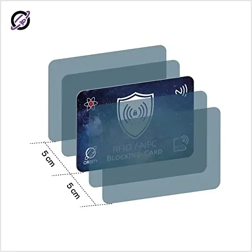 Carta di Blocco con Avanzato Sistema di Protezione RFID & NFC – Proteggi Carte di Credito Contactless – Versatile, Sottile e Leggera. (2x New OrbityCard + Gift) - immagine 2