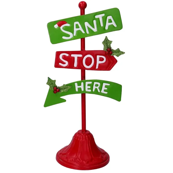 Cartello metallo babbo natale multicolor cm 19×13,5xh39,5 Fornitura