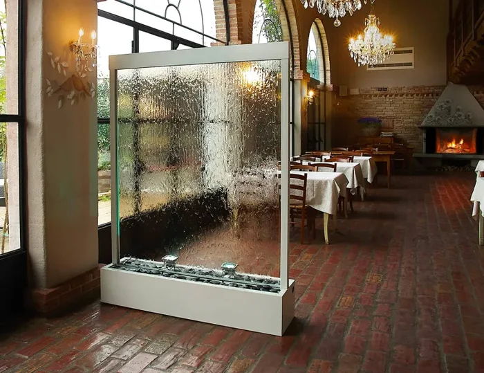 Cascata a Finestra Verticale 150x36xH200 cm in Acciao e Vetro Bianca - immagine 2