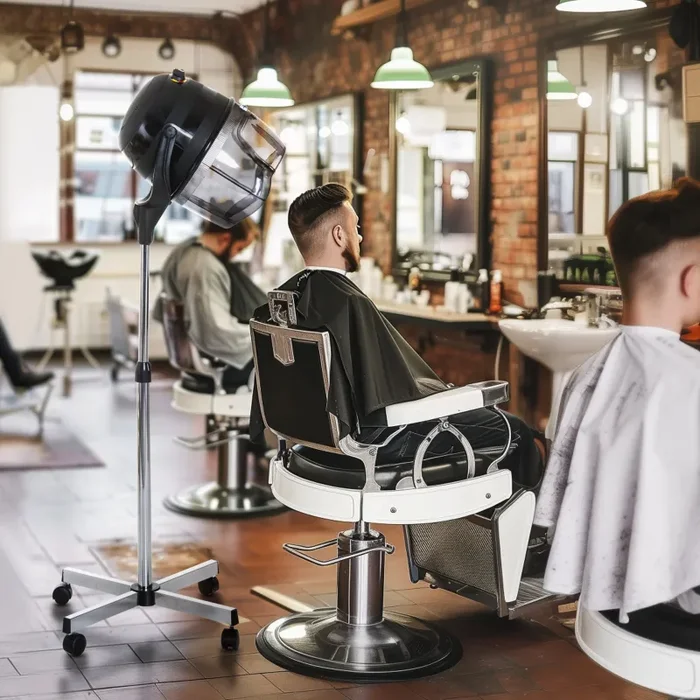 Casco Asciugacapelli 1180W ad Altezza Regolabile 65x65x115-165 cm con Timer 60 Minuti e Ruote Girevoli Nero - immagine 2