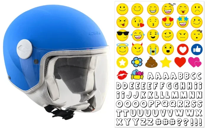 Casco Demi-Jet per Bambini Visiera Lunga CGM Magic Smile 205S Azzurro Opaco Varie Misure Moda