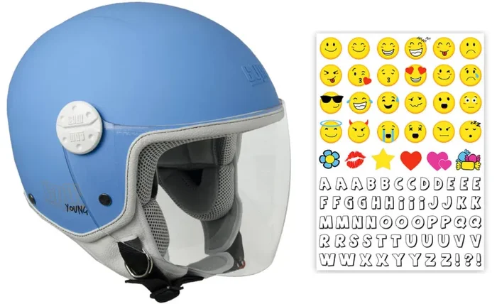 Casco Demi-Jet per Bambini Visiera Lunga CGM Varadero Smile 206S Azzurro Opaco