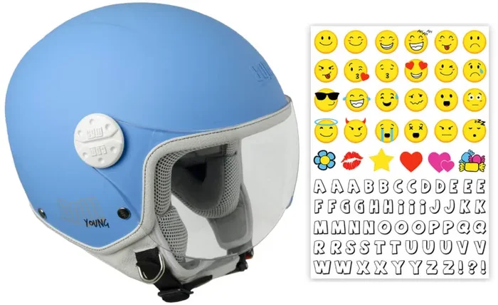 Casco Demi-Jet per Bambini Visiera Sagomata CGM Havana Smile 205S Azzurro Opaco