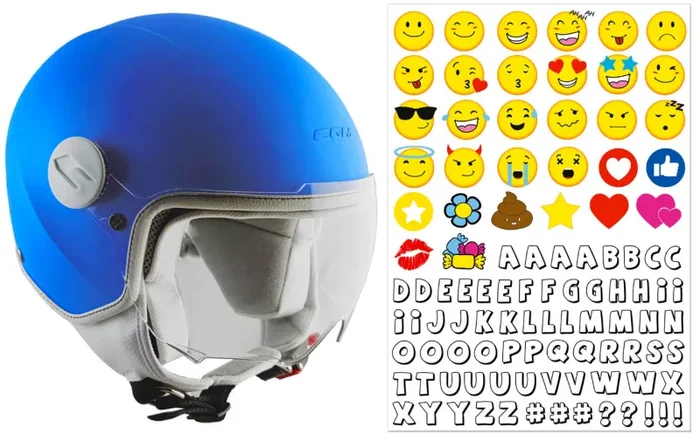 Casco Demi-Jet per Bambini Visiera Sagomata CGM Magic Smile 205S Azzurro Opaco Varie Misure
