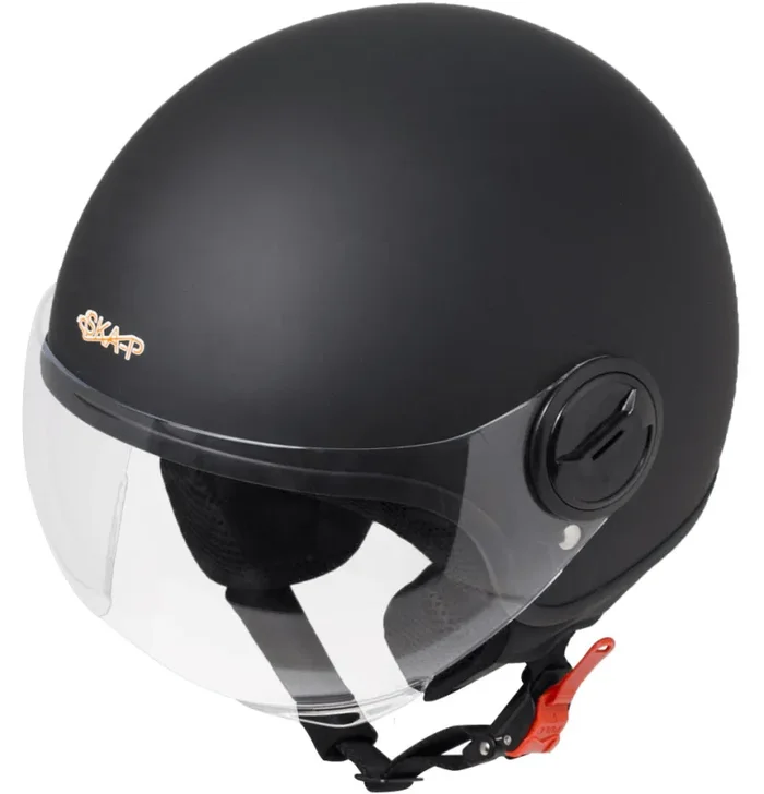 Casco Demi-Jet per Scooter Visiera Sagomata SKA-P 1 WH Wolli Nero Gommato - immagine 2