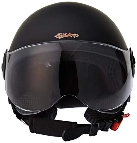 Casco demi jet SKA-P 1WH WOLLI Nero gommato, M - immagine 3