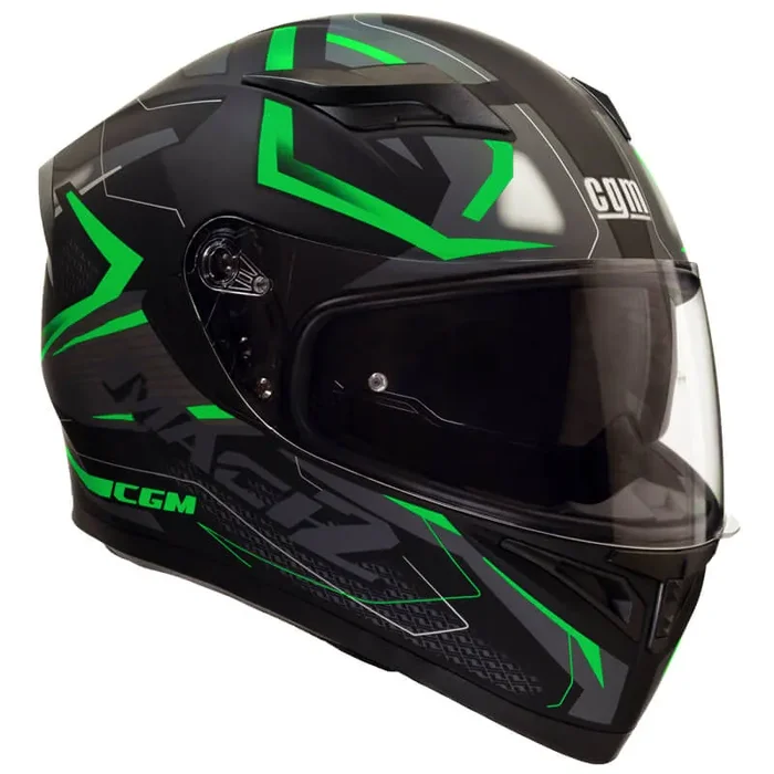 Casco Integrale per Scooter Visiera Lunga CGM Tampere Mach 2 316G Verde Fluo Opaco Varie Misure