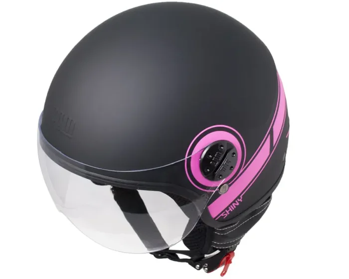 Casco Jet per Scooter Visiera Sagomata CGM Shiny 109S Fucsia Fluo Opaco - immagine 2