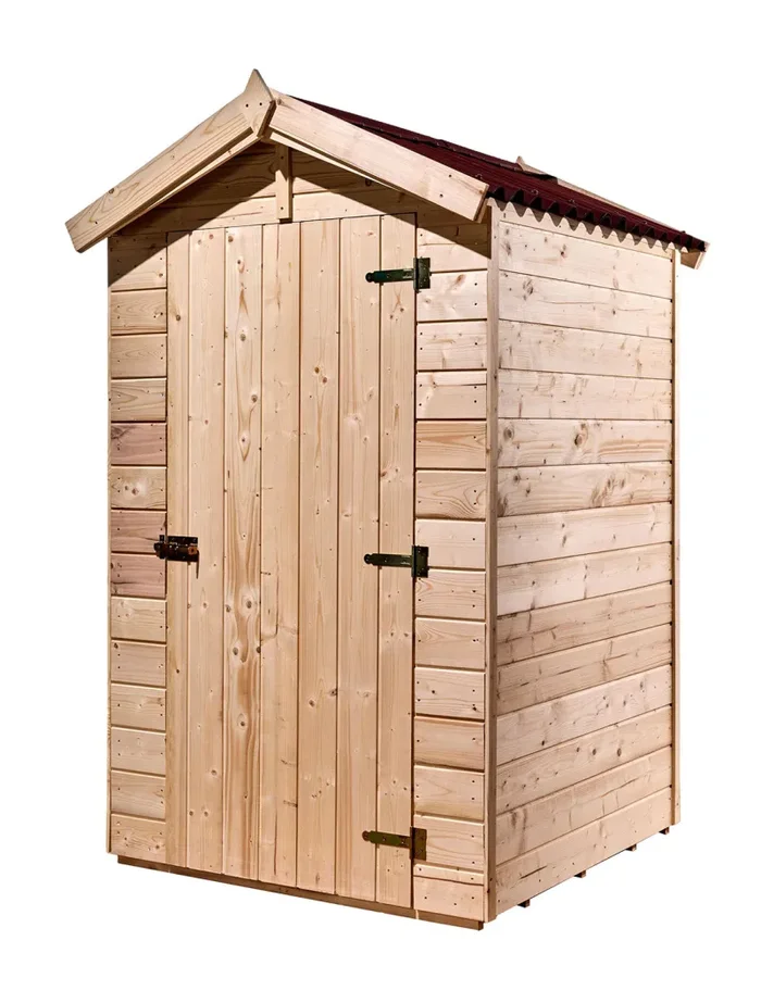 Casetta Box da Giardino 1,4×1,4 m con Pavimento e WC a Secco in Legno Picea Massello 16mm Eden