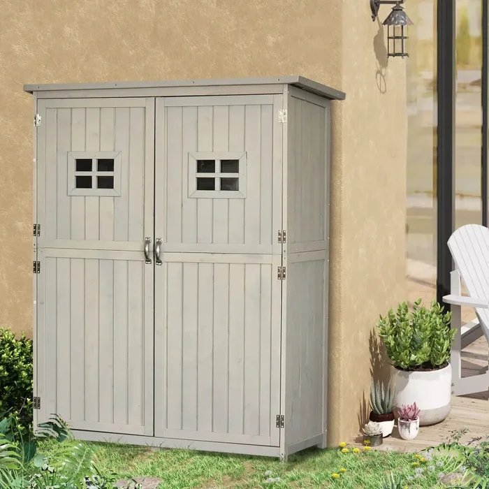 Casetta Box da Giardino 127,5x50x164 cm in Legno di abete Grigio Chiaro - immagine 2