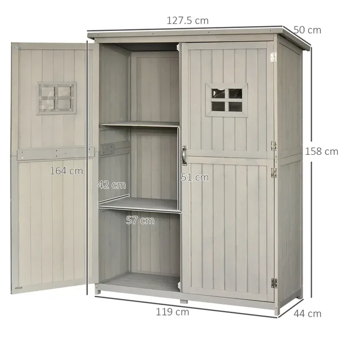 Casetta Box da Giardino 127,5x50x164 cm in Legno di abete Grigio Chiaro - immagine 3