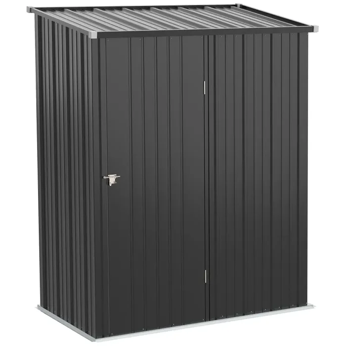 Casetta Box da Giardino 161,5×94,5×196 cm in Lamiera Acciaio Nero