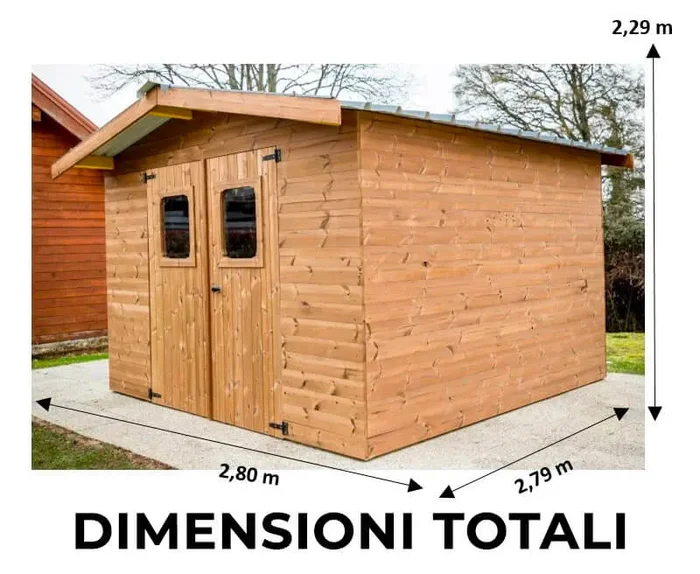 Casetta Box da Giardino 2,35×2,15 m Senza Pavimento in Legno Picea Massello 19mm Tetto in Acciaio Thiers - immagine 3