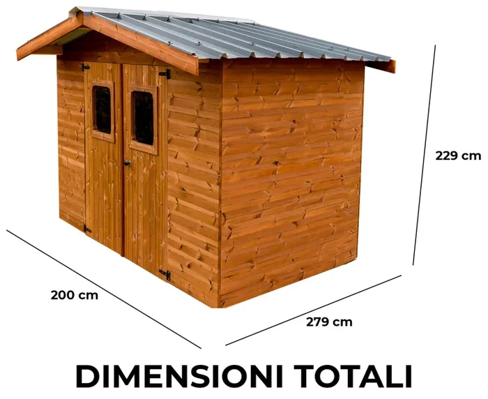 Casetta Box da Giardino 2,35×2,15 m Senza Pavimento in Legno Picea Massello 28mm Tetto in Acciaio Thermabri - immagine 2