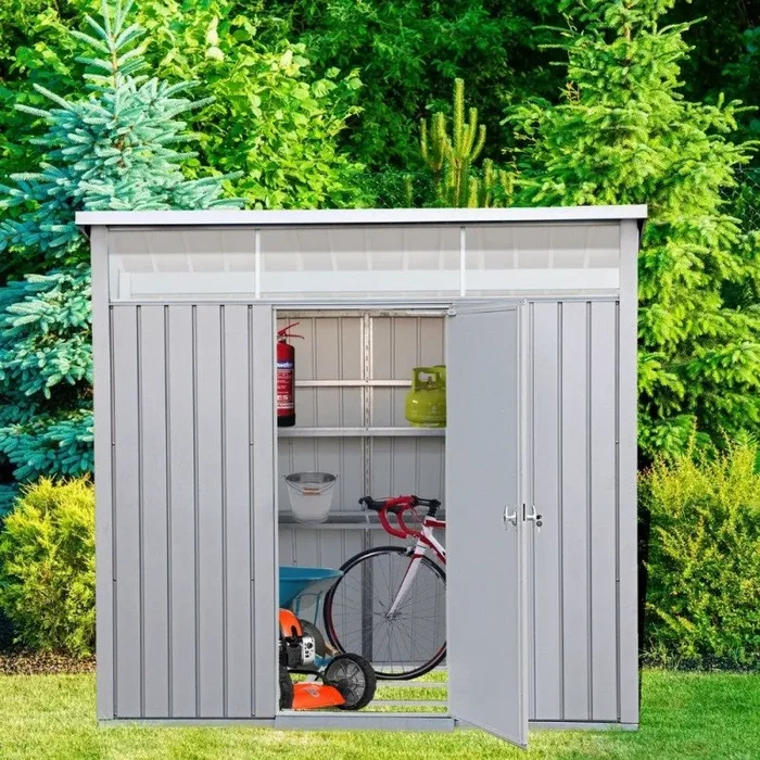 Casetta Box da Giardino 249,1×209,3×231,1 cm in Acciaio Zincato Grigio - immagine 3