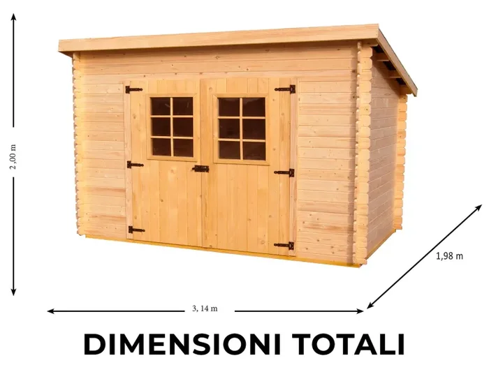 Casetta Box da Giardino 3×1,85 m Senza Pavimento in Legno Picea Massello 20mm Charente - immagine 3