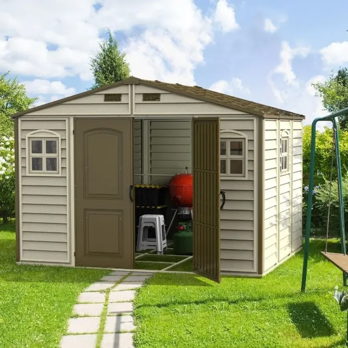 Casetta Box da Giardino 325x240x233 cm in PVC Avorio/Marrone - immagine 3