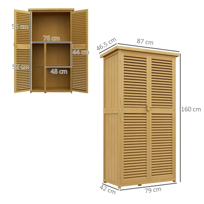 Casetta Box da Giardino 87×46,5×160 cm con Ante a persiana in Legno Online - immagine 3