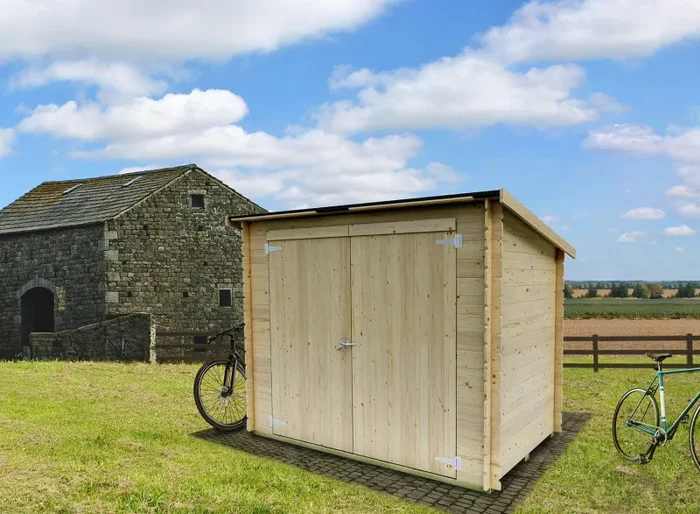 Casetta Box da Giardino Addossata 218x130x146-167A cm Bh16 Eureka in Legno di Abete PEFC Moda - immagine 2