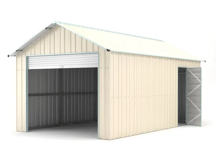 Casetta Box da Giardino in Lamiera di Acciaio 360x608x307 cm Beige - immagine 2