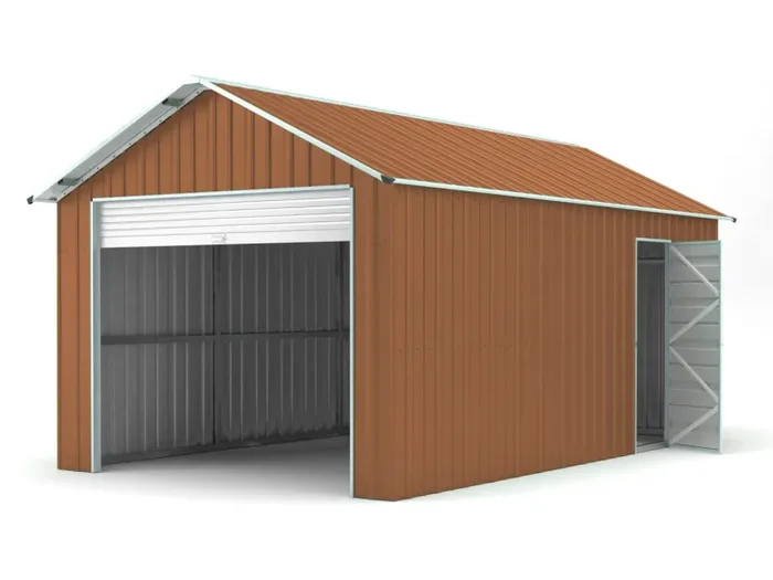 Casetta Box da Giardino in Lamiera di Acciaio 360x608x307 cm Legno - immagine 2