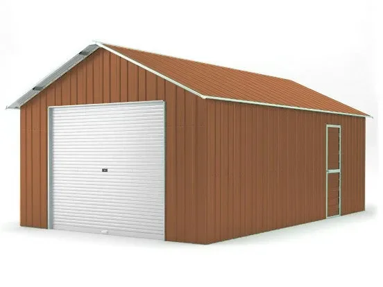 Casetta Box da Giardino in Lamiera di Acciaio 438x721x324 cm Legno