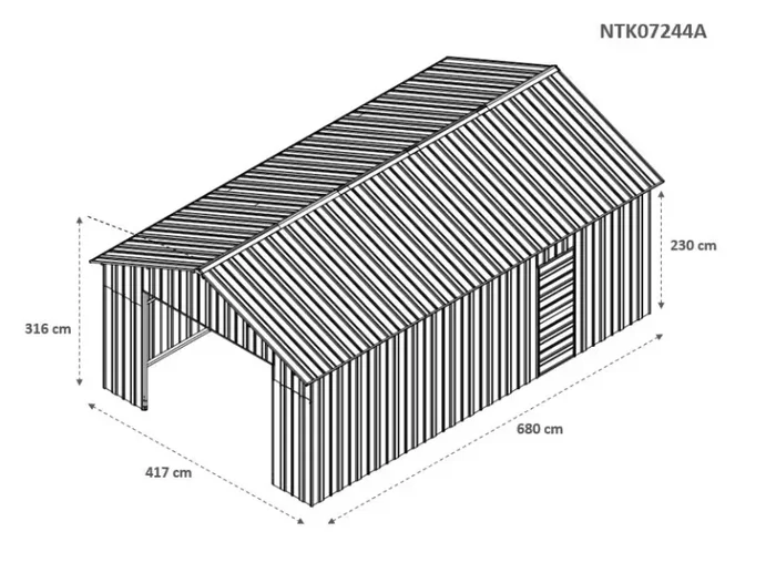 Casetta Box da Giardino in Lamiera di Acciaio 438x721x324 cm Legno - immagine 2